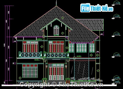 Bản vẽ,Bản vẽ autocad,nhà 2 tầng,kiến trúc mái thái,nhà hiện đại